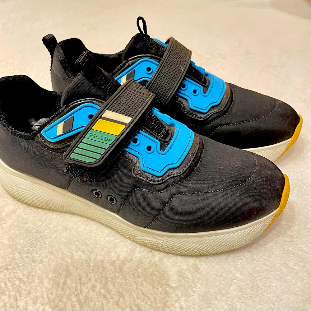 Prada Linea Rossa Black and Blue Sneakers